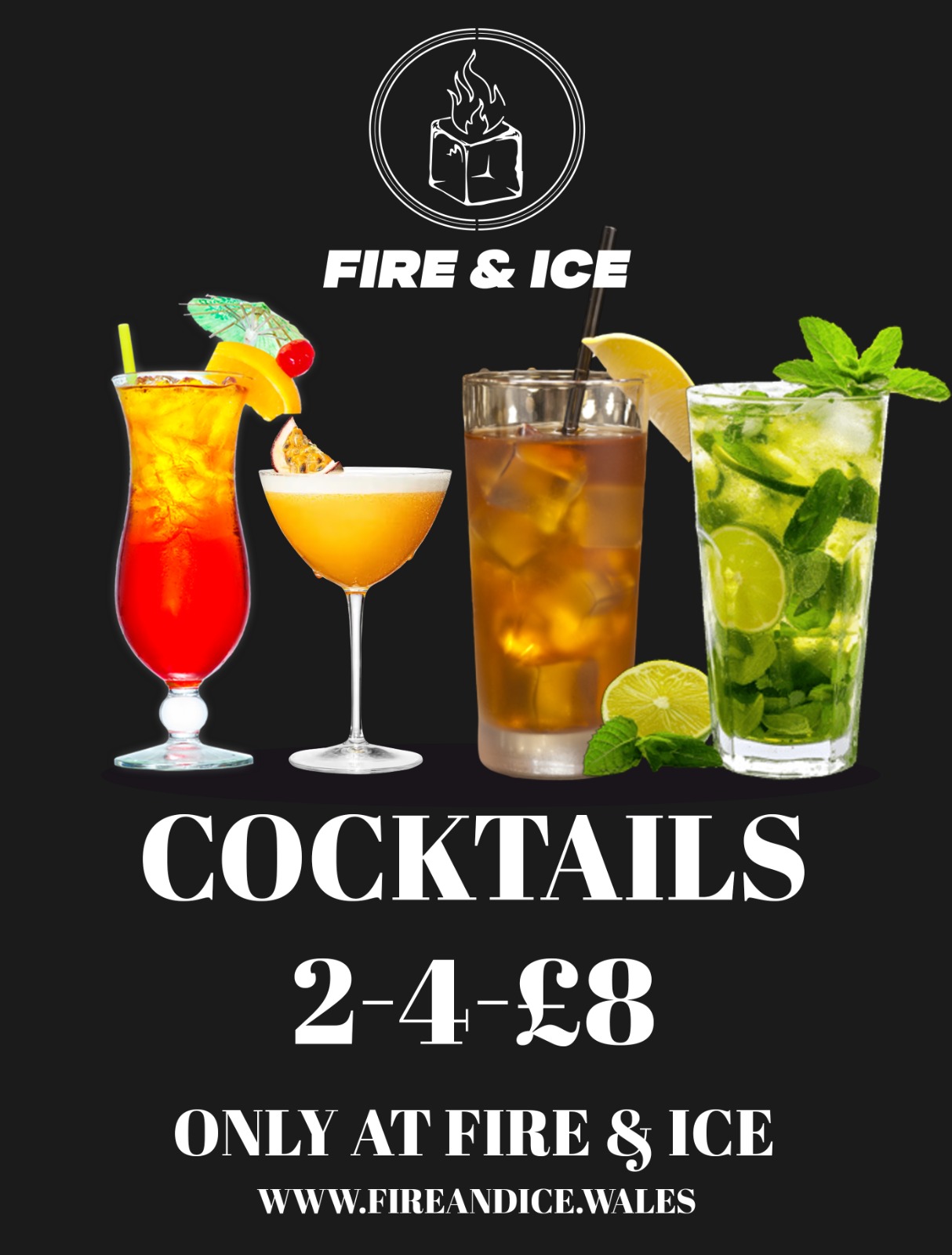 Cocktails two for eight poster