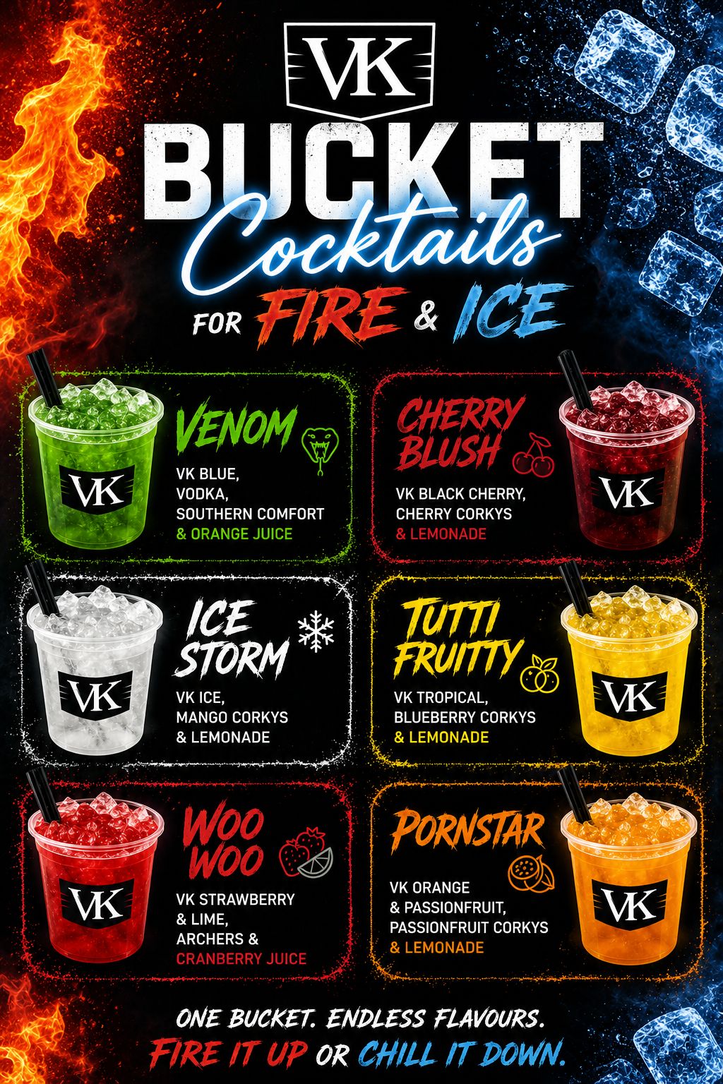 VK bucket cocktails poster