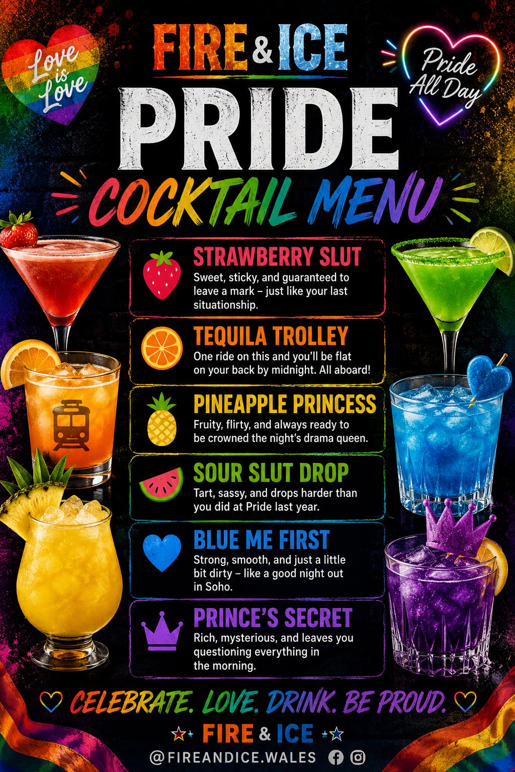 Pride cocktail menu poster